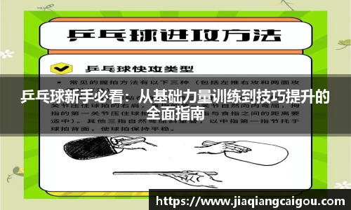 乒乓球新手必看：从基础力量训练到技巧提升的全面指南